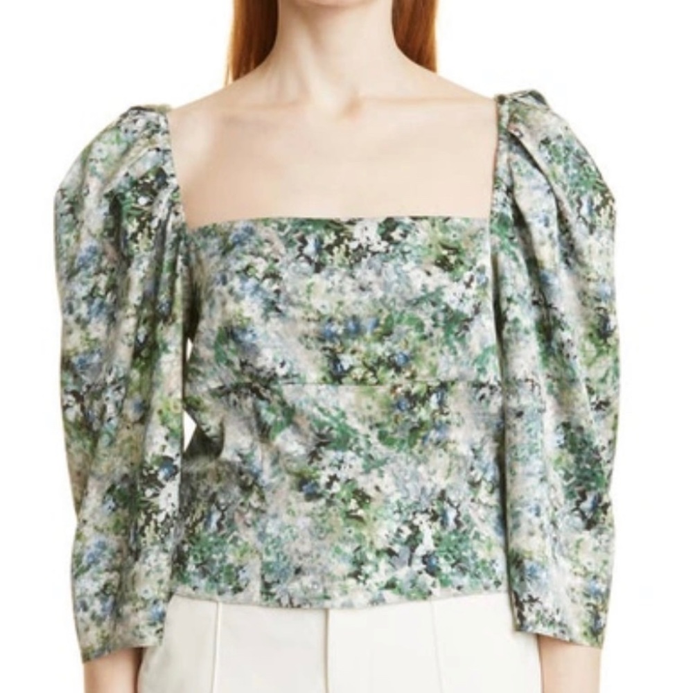 Vince square neck puff sleeve blouse